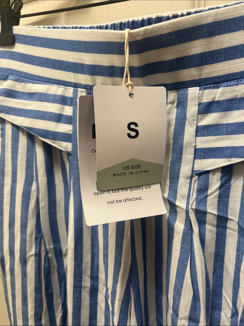 Blue & White Vertical Stripe Wide-Leg Pants with Tag S - Picture 3 of 7